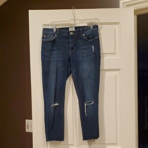 Hudson Jeans Dark Blue Distressed Ankle Jeans